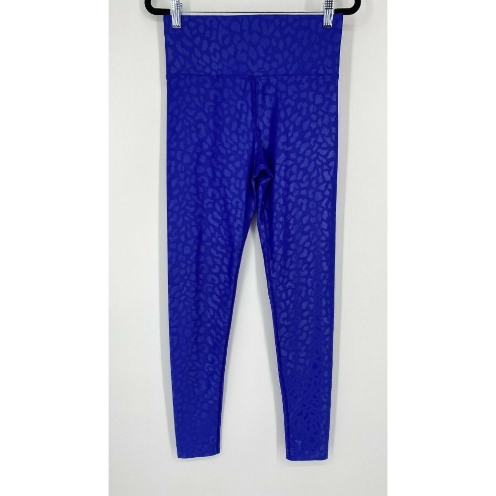Carbon 38 Leopard Takara Shine High Rise Leggings Size Medium Liquid Blue